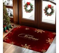 EAEQKOUC Tapis 3D d’Accueil Rouge « Hello » - Lavable en Machine, Design élégant en écriture, Parfait pour la Salle de Bain, Le Salon, la Chambre, la Cuisine, Les décorations de Noël du Bureau