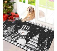 EAEQKOUC Tapis 3D de Bain Vintage Jacquard - de Salle de Bain Noir antidérapant imprimé Serie Belge avec décorations de Noël Multicolores