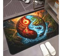 EAEQKOUC Tapis 3D de Cuisine antidérapant - Design « Hello Summer » avec Glaces et Tournesol, de Sol en Mousse en Flanelle Durable, Perforation