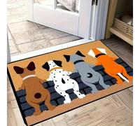 EAEQKOUC Tapis 3D Paillassons de traîneau Renne Style Style Saison Festive d’Accueil pour décoration de Noël