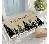 EAEQKOUC Tapis 3D Paisible Plage de Sable Blanc de Bain antidérapant Photo vibrante d’Eau Turquoise Claire Ciel Bleu avec des Nuages Cumulus Douces Vagues décorations de Noël