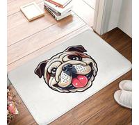 EAEQKOUC Tapis de Porte antidérapant imprimé 3D Cow Dog - Lavable en Machine, Fibre Polyester légère, rectangulaire, fabriqué à la Machine, adapté au bedr-60x90cm