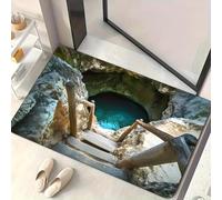 EAEQKOUC Tapis de Sol 3D créatif et Mystique pour Une Grotte, Super Absorbant, antidérapant, Anti-saleté, décoration intérieure pour l’entrée et Les salles de Bains.-40x60cm