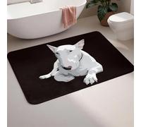 EAEQKOUC Tapis de Sol antidérapant en Flanelle 3D de Bain English Bull Terrier de Porte de pour l’entrée Salle de Bain de Pied pour la Maison Salle de bain-40x60cm
