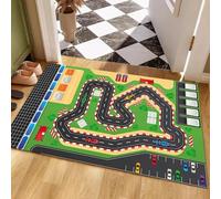 EAEQKOUC Tapis de Sol Le Parking des Enfants Jeu de Circulation Cristal Peluche Cartoon Piste de Route Moquet Sol de l’allée Tailles Multiples 3D-40x60cm