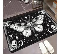 EAEQKOUC Tapis Paillassons de Nuit Gothiques en 3D, étoiles de Lune Noires Blanches, paillassons mystérieux d’Art Cosmique sur Le thème de l’Horreur, décoratif unique-50x80cm