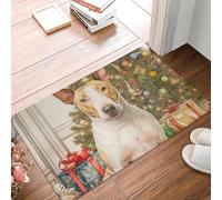EAEQKOUC Tapis Portrait 3D de Chien Staffordshire Bull Terrier de Noël Paillassons antidérapants de Sol de Moquette pour entrée de Cuisine de Repos pour la maison-50x80cm