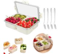 EAEVKPI Boite Rangement Cuisine, Assiette à Collation Avec 4 Compartiments, Avec Un Couvercle, Pour Bonbons, Légumes, Biscuits, Noix, Fruits (1 pack 4 Compartment)