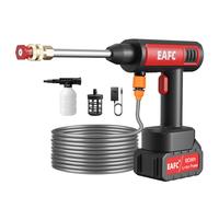 EAFC Nettoyeur haute pression sans fil portable, pistolet à eau électrique à batterie extra-grande capacité avec pulvérisateur de mousse, pistolet à main portable à buse réglable pour voiture, maison,