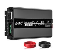 EAFC Onduleur à onde sinusoïdale pure 4000 W Pic 4000 W / Puissance nominale 2000 W avec technologie au silicium amorphe, convertisseur 12 V CC vers 220 V CA, prise universelle, doubles ventilateurs d
