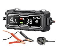 EAFCar Chargeur de batterie de voiture 4 A 12 V, chargeur à régime lent pour voiture, moto, bateau, tondeuse avec charge intelligente, réparation, entretien des batteries plomb-acide