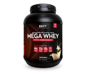 EAFIT- Mega Whey- construction musculaire pour la musculation- 43g de protéines de Whey+10g de BCA 1,5g de créatine par shaker- Assimilation Rapide- Vanille- 750g- Creatine monohydrate
