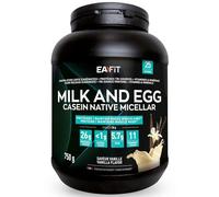 EAFIT - Milk&Egg - Protéines tri-sources : caséine, isolat, blanc d'oeuf - Assimilation lente - Protein de caseine - Proteine en poudre pour musculation - BCAA vitamine et minéraux- Vanille - 750g