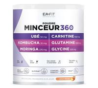 EAFIT MINCEUR 360 - Brûle-Graisses, Digestion & Beauté - Formule Minceur Unique Ubé, Kombucha, Moringa & Chrome - L-Carnitine, Glutamine & Glycine - Goût Pêche - Programme 25 Jours - 250g