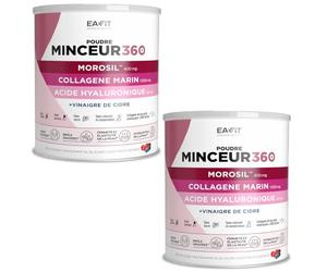 EAFIT |MINCEUR 360 POUDRE | Morosil |Collagene et Acide hyaluronique | Brule-graisse | Perte de poids | Fermeté et élasticité de la peau | Hydratation de la peau | Sans Sucres | lot de 2 | 70 jours
