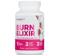 EAFIT MINCEUR - Burn Elixir - Bruleur de graisse puissant - Oxydation des Graisses - Cafeine - Piment - Poivre noir - Chrome - Choline - Thé vert - Adapté au sport - Marque Française - Végétarien - 90 Gélules