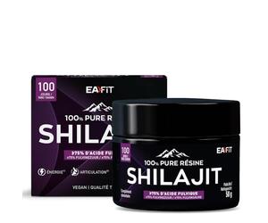 EAFIT SHILAJIT Résine Pure 500mg - 100 jours | Shilajit Pure Himalaya - 75% Acide Fulvique - Vitalité, Énergie, Concentration, Immunité, Memoire - Vegan - Spatule Incluse