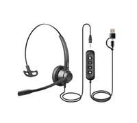 EAGATON X1 Casque filaire pour bureau, suppression du bruit, casque de communication avec microphone, design mono/double léger pour centre d'appel, réception, travail à distance et étudiants