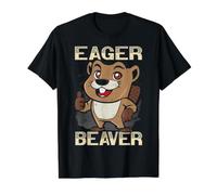 Eager Castor Whisperer Animal Rongeur T-Shirt Graphique avec Valeur, Homme, Noir, L
