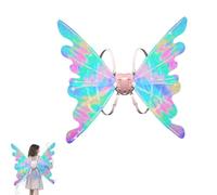 EagerMinds Ailes d'elfe électriques pour fille, avec lumières LED et musique, accessoire de costume de fée lumineuses, bretelles réglables, pour enfants à partir de 3 ans, pour anniversaire, carnaval