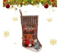 EagerMinds Chaussette de Noël avec lumières, Jolies Chaussettes de Noël, Décorations de Sapin de Noël, Chaussette de Noel a Suspendre, Père Noël, Bonhomme de Neige, Renne avec Lumières Colorées (C)