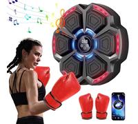 EagerMinds Machine de Boxe Musicale - 9 Modes de Vitesse avec Gants, Electronique Portable Murale avec Bluetooth pour Enfant et Adulte (Noir+Gants Adultes)