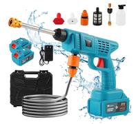EagerMinds Nettoyeur Haute Pression 21V Portable sans Fil, 2x Batteries, Tuyau 10 M, 2 Buses Réglables, 4.1 L/min, 30 Bars, Alimenté par Pile