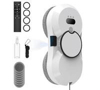EagerMinds Robot Nettoyeur de Vitres,5600PA Robot Laveur de Vitre Automatique,Système de Sécurité,pour Toutes Les Surfaces Lisses,avec 10 Chiffons,pour Toutes Les Surfaces Lisses (A)