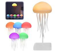 EagerMinds Veilleuse pour enfants, atmosphère de méduse lumineuse, 5 couleurs 2 modes d'éclairage, veilleuse bébé en silicone, veilleuse bébé, lampe d'allaitement, contrôle tactile, charge USB