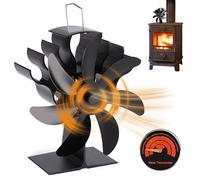 EagerMinds Ventilateur Poele à Bois, 7 Pales Ventilateur Cheminée, Ventilateur De Poele avec Theromètre, Fonctionnement Silencieux, Sans électricité, pour Poêle à Bois Cheminée Gaz Bûches