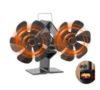 EagerMinds Ventilateur Poêle à Bois Double Tête, 12 Pages, Silencieux Sans Électricité Pour Cheminée/Gaz/Bûches (A)