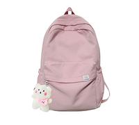 Eagerrich Sac à dos esthétique mignon sac à dos scolaire sac pour ordinateur portable adolescent filles femmes étudiantes couleur unie, rose, rose