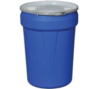 Eagle 1601 Mbbg tambour avec bande en métal et couvercle en plastique avec bouchons, 30 GAL, Bleu
