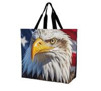 Eagle À Tête Blanche Avec Drapeau Sac Courses Léger Sacs De Courses Grand Sac Fourre Tout Pour Travail Shopping Voyage