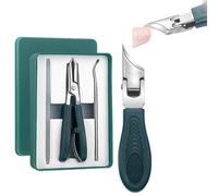 Eagle Beak Angled Nail Clippers, Eagle Beak, Angled 3-Piece Set, Wide Jaw Opening Anti-Splash Slanted Nail Clipper for Thick, Ingrown Nails (Green)