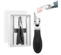 Eagle Beak Angled Nail Clippers, Eagle Beak, Angled 3-Piece Set, Wide Jaw Opening Anti-Splash Slanted Nail Clipper for Thick, Ingrown Nails (Black)