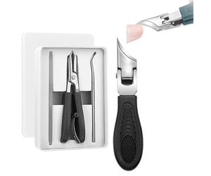 Eagle Beak Angled Nail Clippers, Eagle Beak, Angled 3-Piece Set, Wide Jaw Opening Anti-Splash Slanted Nail Clipper for Thick, Ingrown Nails (Black)