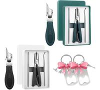 Eagle Beak Beveled Nail Clippers, Three Sets of Eagle Beak Beveled Nail Clippers, Eaglebeak Slanted for Ingrown Toenails, for Thick Nails, Seniors&Ingrown Care (Green+Black)