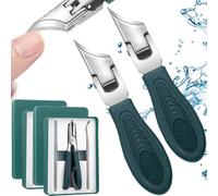 Eagle Beak Nail Clippers,Three Sets of Eagle Beak Beveled Nail Clippers,Ergonomic Long Handle Wide Jaw Opening Anti-Splash Slanted Nail Clipper for Thick Nails,Seniors,Ingrown (2x Green)