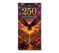 Eagle Couverture de porte décorative pour 250e anniversaire de mariage - Paysage désert coloré - Décoration extérieure, festival - Fournitures de vacances - 91,4 x 183 cm