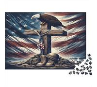 Eagle Drapeau américain Puzzle 1000 Pièces pour Adultes, Carton Solide, Décoration Murale Maison,Cadeau Festival Printemps, Activité Indoor 52x38cm/1000pcs