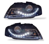 Eagle Eyes Projecteurs LHD Starline Paire DRL Noir Pour Audi A3 8P 04-08