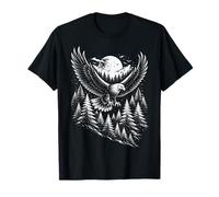 Eagle Forest Silhouette Art Animal Wildlife on Black T-Shirt