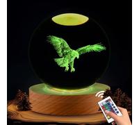 Eagle Gifts Lampe boule de cristal 3D en forme d'aigle avec télécommande, décoration pour chambre, maison, anniversaire, Noël, fête des pères pour les amoureux des papas