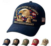 Eagle & Liberty - Chapeau 250e anniversaire des États-Unis, style rétro, chapeau réglable avec image d'aigle, convient aussi bien aux hommes qu'aux femmes à porter (bleu)