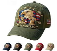 Eagle & Liberty - Chapeau 250e anniversaire des États-Unis, style rétro, chapeau réglable avec image d'aigle, convient aussi bien aux hommes qu'aux femmes (vert)