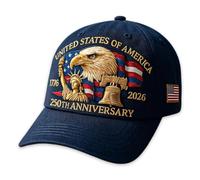 Eagle & Liberty United States 250th Anniversary Hat Adjustable Bald Eagle Print Patriotic Baseball Cap Design for Men Women, noir foncé, Taille unique