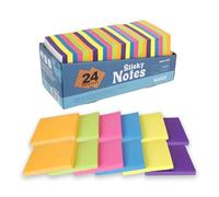 Eagle Lot de 70 feuilles de notes adhésives autocollantes de 7,6 x 7,6 cm, couleurs vives, 4 blocs-notes adhésifs pour le bureau, l'école et la maison (couleur fluo assortie)