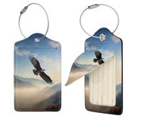 Eagle Mountains Étiquette de bagage pour valise en cuir synthétique avec boucle en acier inoxydable et carte d'adresse, étiquettes de bagage, étiquettes de voyage, étiquettes d'identification pour