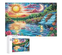 Eagle Over Flaming Lotus avec Deux Loups Puzzle 1000 Pièces pour Adolescents 14+ Jeu De Groupe Logique Et Réflexion Cadeau pour Réunion 1000 PCS